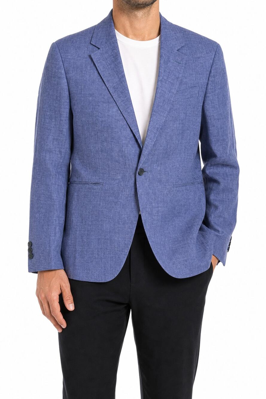 Hockerty Made to Measure Men's Blue Linen Look Blazer Sport Coat Estimated 40R